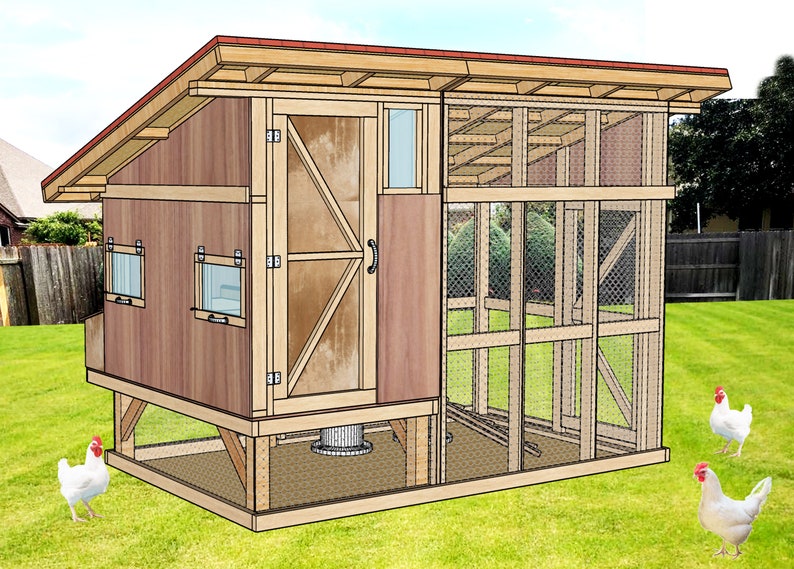 4x6 Chicken Coop & Run Plans Diy Build Guide Step by Step Etsy