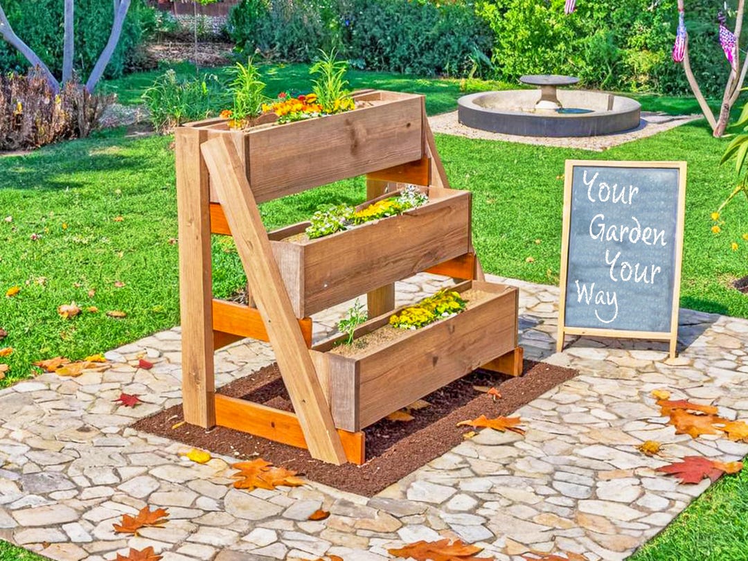 3-tier Raised Garden Planter Box Plans: DIY Woodworking (PDF Digital ...