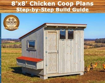 8x8 Chicken Coop Plans: DIY Garden Shed Style | Walk-In Coop for 16-20 Chickens (PDF Download)