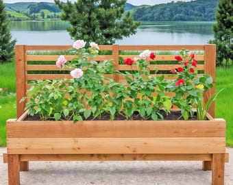 JARDINIERE - BAC A FLEUR Martier Plate-Bande Surélevée Env 60 X 30 Cm