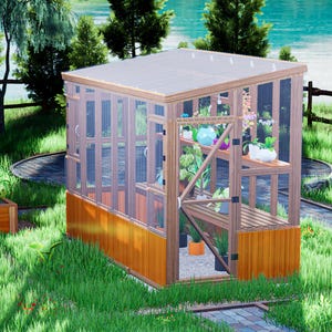 Kassenplannen DIY 6 x 12 tuinkas met verhoogde beplanting, eenvoudig te bouwen houten kassenbouwgids, digitale pdf-download