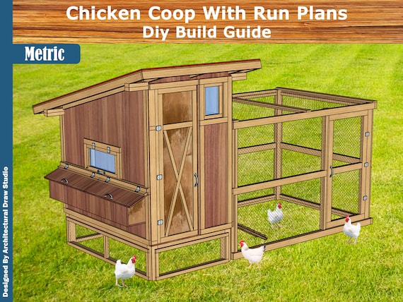 Easy Chicken Coop Run Plans, Diy Build Guide, Step by Step Instructions, Simple Chicken Coop Constructions, Metric Units, Instant Download