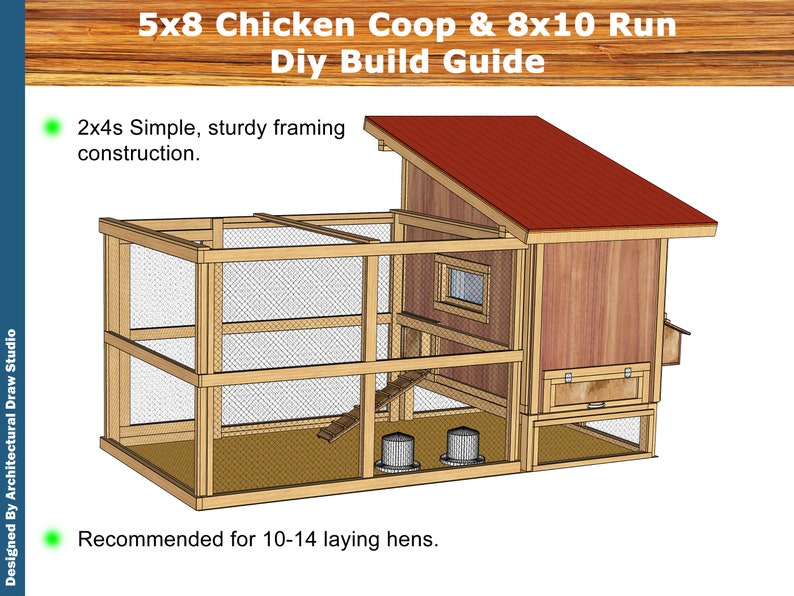 CHICKEN COOP With Run Plans, Cheap Chicken Coop & Run Enclosure for 8
