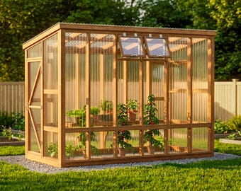 6x32 Gewächshaus-Pläne DIY: Holzgarten mit Hochbeet (PDF Digital Download)
