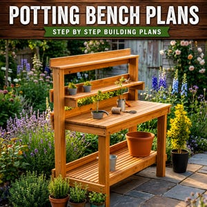 DIY Potting Bench Plans: Garden Planter Table Build Guide (PDF Download)