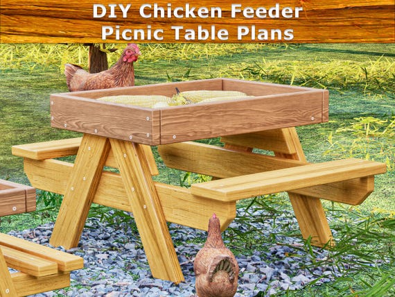 Diy Chicken Table Plans, Chicknic Table Plans, Chicken Picnic Table, Squirrel Feeder Plan, Build Your Own Chicknic Table, Digital Download