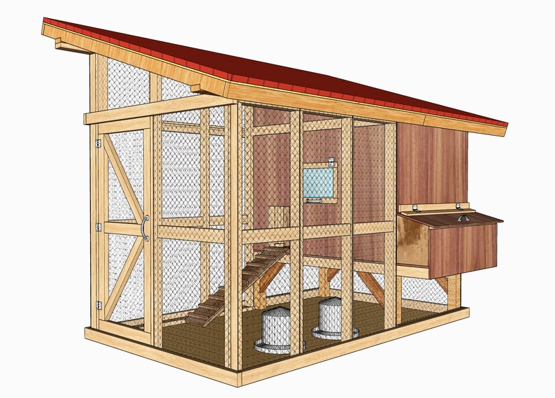 4x6 Chicken Coop & Run Plans Diy Build Guide Step by Step Etsy