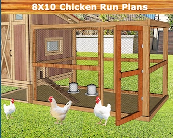 8x10 Chicken Coop Run Plans Diy Chicken Enclosure Build Guide for 8-14 Chickens, Step by Step Instructions, PDF Instant Download