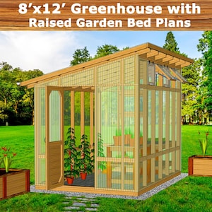 Planos de invernadero DIY: 8x12 con bancal elevado (Descarga PDF)