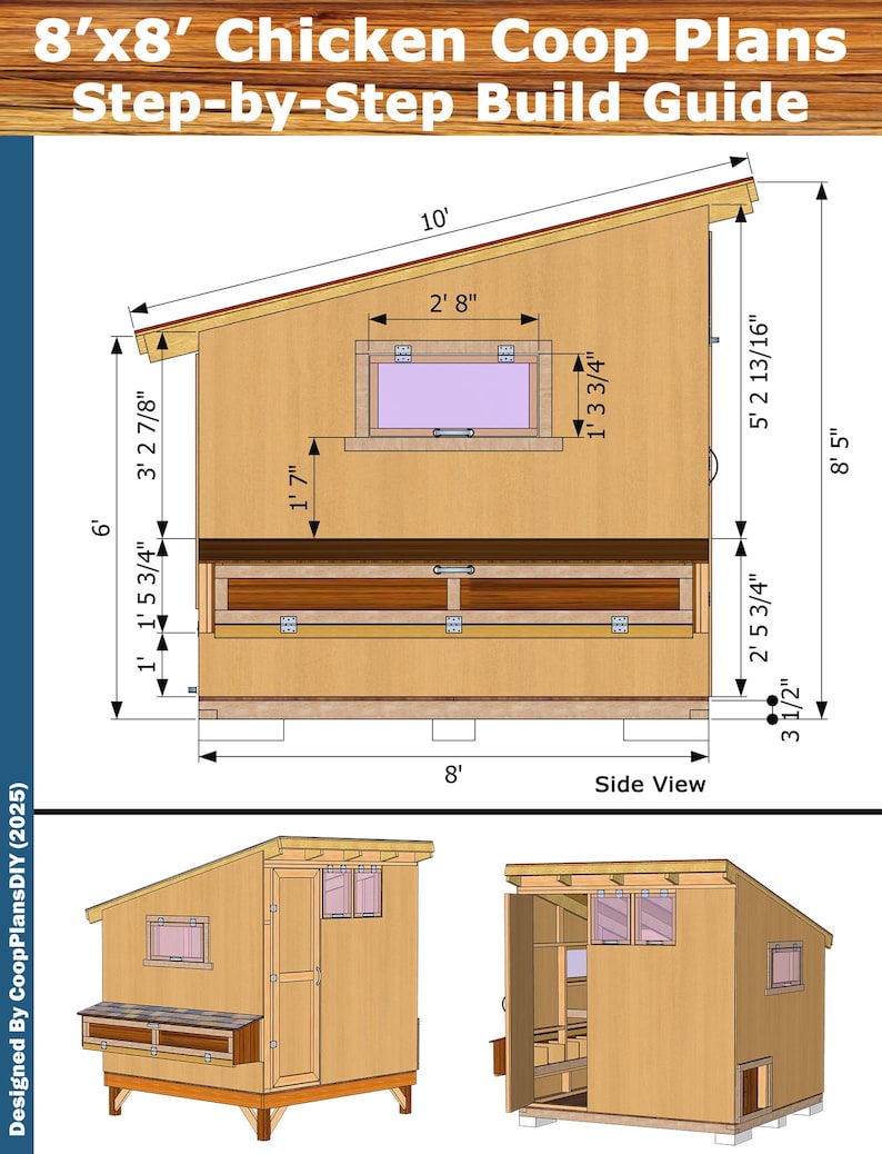 8x8 Chicken Coop Plans: DIY Garden Shed Style | Walk-in Coop for 16-20 ...
