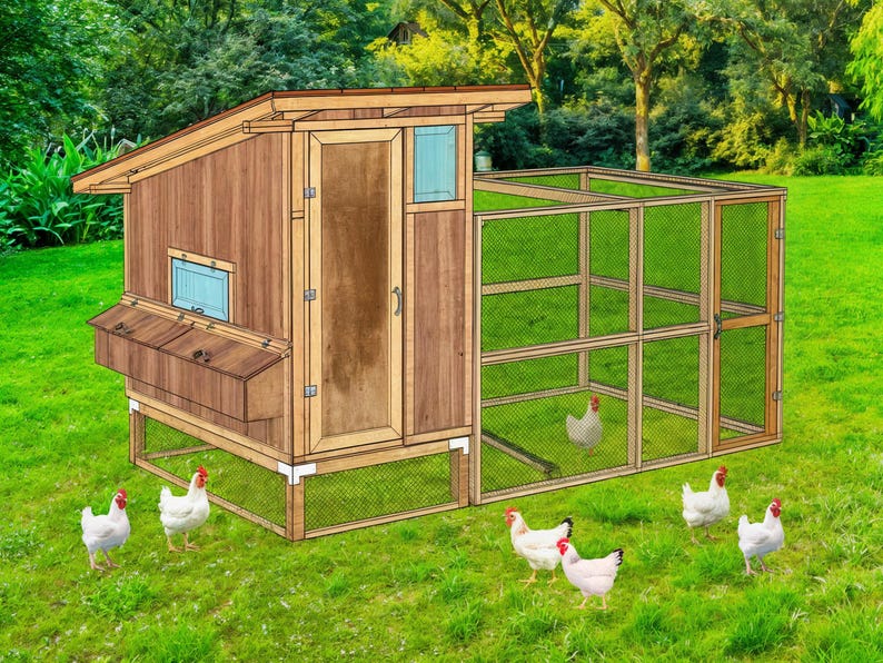 DIY Walk-in Chicken Coop Plans | Large 8x10 Run, 12-14 Hens (PDF Build ...