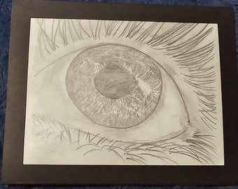 Original Sketch Of Eye With Fingers Sticking Out In 8.5"x11" Paper Framed In Paper Picture Frames