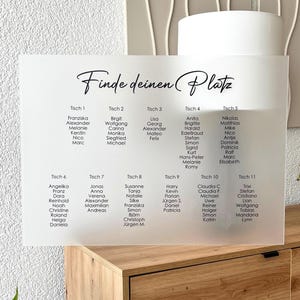 Sitzplan auf Acrylglas für Hochzeit - individuell personalisiert - Tischordnung