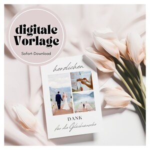 Moderne bedankkaart | Sjabloonsjabloon | Bewerken in Canva | Doe-het-zelf-briefpapier | zelf afdrukken | Minimalistisch | Bruiloft uitnodiging