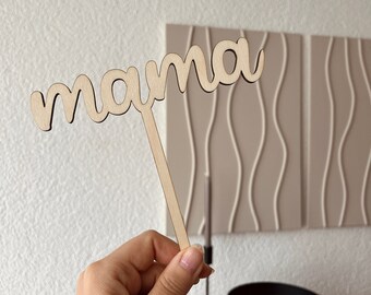 Tapón de flor de topper de pastel de mamá - regalo para el Día de la Madre o cumpleaños / de madera o vidrio acrílico | Idea de regalo cortada con láser