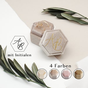 Personalized ring box made of fine velvet for weddings - Monogram - ring box for wedding rings - engagement ring box - in 4 colors