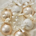 Personalized Christmas bauble - real glass - 8 cm - cream white champagne rose gold - tree decoration with name - guest gift winter wedding product logo
