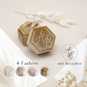 Personalized ring box made of fine velvet for weddings - Monogram - ring box for wedding rings - engagement ring box - in 4 colors