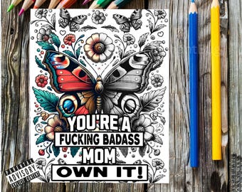 Mom Swear Words Coloring Pages, Curse Word Coloring Pages, Funny Mom Sayings, Sweary Moms, Funny Coloring, Gift for Moms, Instant Download.
