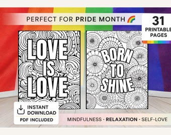 Pride Coloring Pages Bundle – 31 LGBTQ Affirmation Designs (Digital Download)