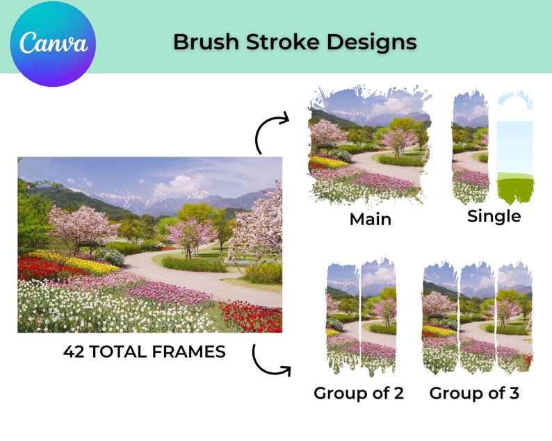 Brush Stroke Canva Template Bundle: 42 Editable Frame Designs ...