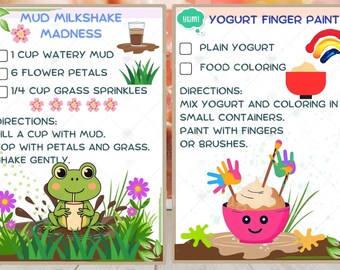 Mud Kitchen Cooking Activities for Kids, Edible & Non-Edible Recipes, Pretend Play, Nature Sensory Play, Montessori Outdoor Printables, Fun.