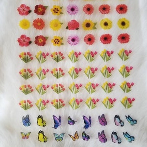 3D  &quot;Color Flowers&quot; and &quot;Butterfly&quot; transparent paper, Epoxy Resin Art, 72 PCS, Transparent Film, Resin Inclusion, Geode, Clear, Resin Art