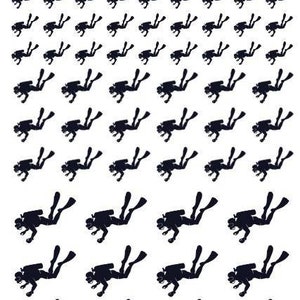 Op de afbeelding: Een vel met zwarte silhouet stickers met duikers in verschillende poses. De stickers zijn perfect om een ​​maritieme touch toe te voegen aan dagboeken, planners, laptops, waterflessen en meer.