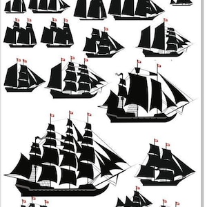 3D Sailing boats (30-40-50MM Mix) Clear Transparent Film Black Color Mix for UV Resin Art, Transparent Filling Material, Resin Inclusion,art