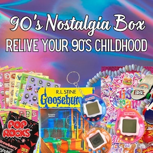 90s Nostalgia Box - Large Size - Relive Your 90&#39;s Childhood - 90s Nostalgic Toys 90’s Candy 90s Gift Box  - 40th Birthday