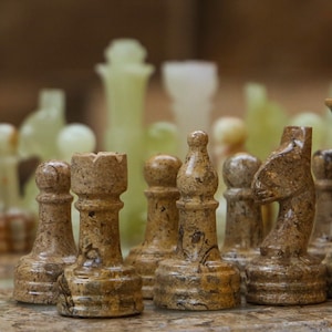 Handmade Stone Chess Pieces - Unique Gift for Him, Boyfriend, Dad or Friend
