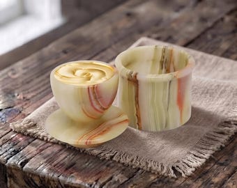 Green Onyx Butter Keeper Crock Modern Farmhouse Kitchen Decor for Table