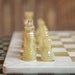 Chess set of Handmade White Marble and Green Calcite Chess Pieces, Also Suitable For Room Decor & long distance relationship gift 