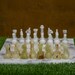Chess set of Handmade White Marble and Green Calcite Chess Pieces, Also Suitable For Room Decor & long distance relationship gift 