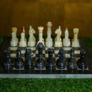 Chess Set Marble Large with Handmade Chess Pieces - Perfect Housewarming Home Decor & Gift for Him