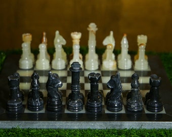 Handmade Marble Chess Set – Large Stone Board, Home Decor Gift