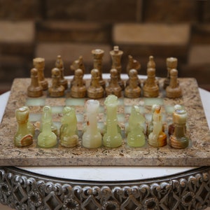 Unique Handmade Stone Chess Set - Vintage Marble Chess Board - Home Decor & Gift for Him