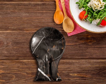 Spoon Rest Multi Black Marble for Kitchen Counter, Best Spatula Holder for Kitchen Accessories & Housewarming Gifts