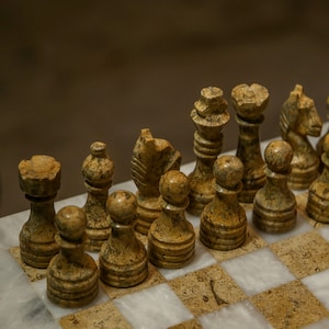 Handmade Stone Chess Pieces - Unique Gift for Him, Boyfriend, Dad or Friend