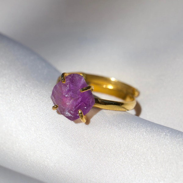 Amethyst Ring gold, Edelsteinring 925 Silber vergoldet