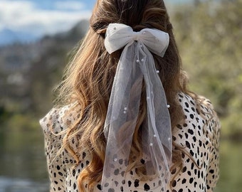 White Bridal Hair Bow