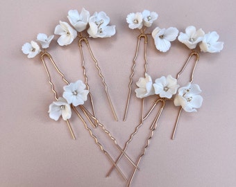 Porcelain Flower Hair Pins