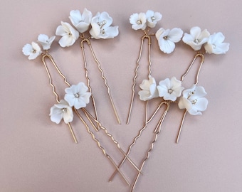 Porcelain Flower Hair Pins