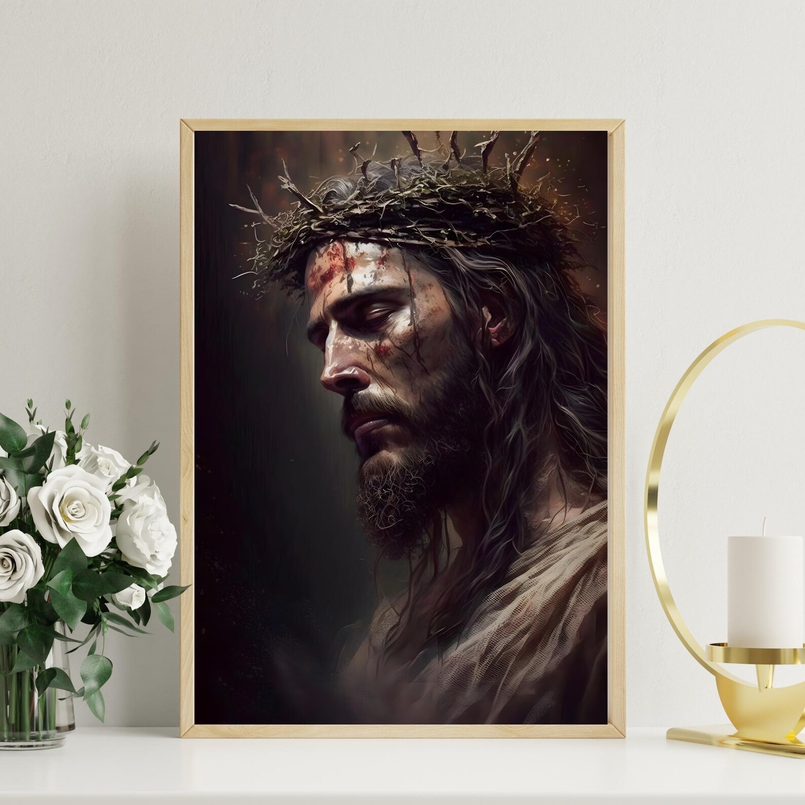 HD Digital Portrait of Jesus: Christian Art Image to Print in A1, A2 ...