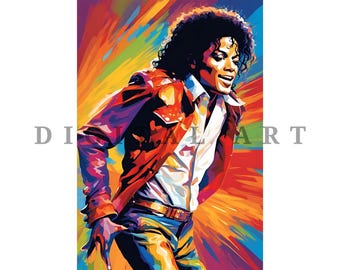 Michael Jackson Tribute Retro Style Pop Art : Instant Download