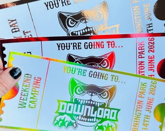 Souvenir Concert Ticket, Foiled Ticket, Keepsake Festival Ticket, Custom Voucher, Metal Music Gift, Gig Ticket for Xmas, Rock Music Festival