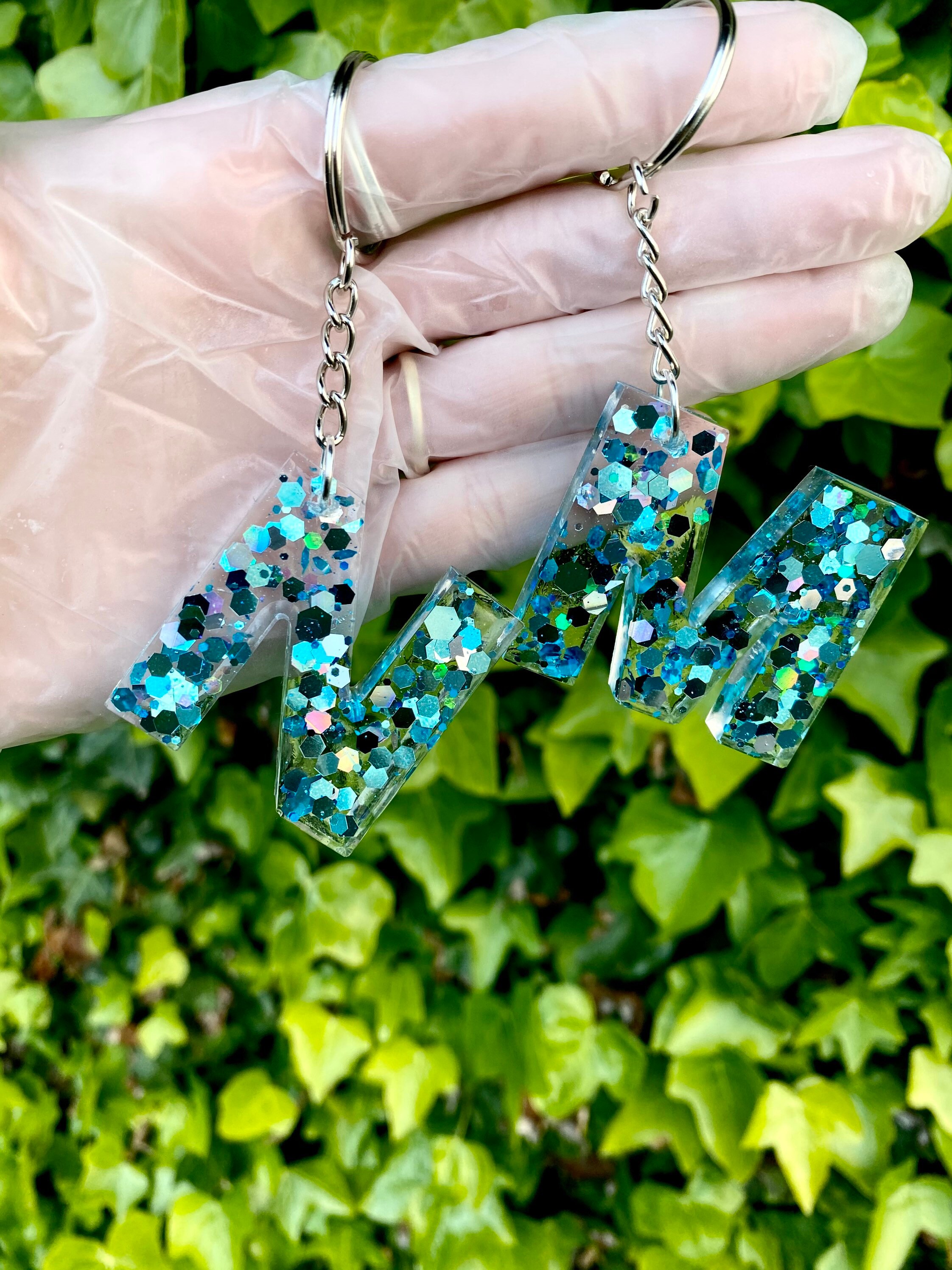 Glitter Keyring Initial Keyring Resin Bespoke Birthday Gift Etsy