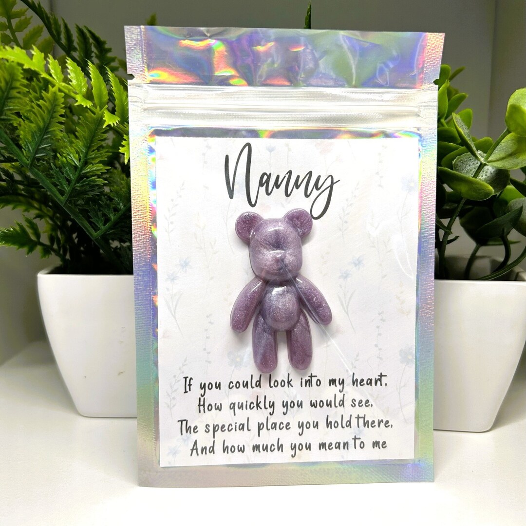 Bear Hug for Nanny, Pocket Hug, Letter Box Gift, Nanny Birthday Gift