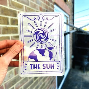 Tarot Card Sun, Rainbow Maker Sticker, The Sun Tarot Card Art, Cat Lover Birthday Gift, Suncatcher Window Decor, Rainbow Window Stickers