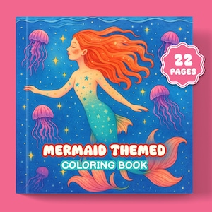 Mermaid Coloring Book, 22 Magical Pages, Ocean Fantasy Theme, Cute Printable for Kids, Color by Reference, Adorable Coloring Pages
